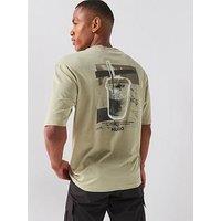 Hugo Blue Nurobos Matcha Back Graphic T-Shirt - Beige