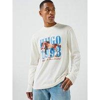 Hugo Blue Nevalon Horse Graphic Long Sleeve T-Shirt - White