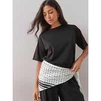 The Very Collection Short Sleeve Relaxed T-Shirt With Scarf Tie - Mono