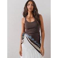 The Very Collection Rib Vest With Scarf Tie - Brown