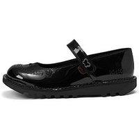Kickers Junior Kick Mary-Jane Wings Patent Leather Shoe - Black