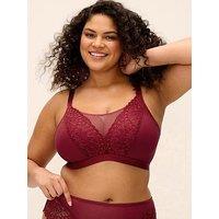 Elomi Womens Non-Wired Lace Mesh Bralette - Red