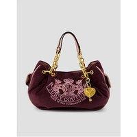 Juicy Couture Chain Handle Daydreamer Crest Velour Bag - Burgundy