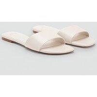 Mango Flat Leather Sandal - Cream