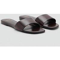 Mango Flat Leather Sandal - Brown