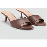 Mango Hide Heeled Mule Sandals - Brown