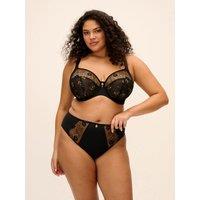 Elomi Womens Smooth Embroidered Mesh Full Briefs - Black