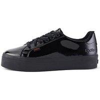 Kickers Youth Tovni Stack Patent Leather Lace-Up Shoe - Black