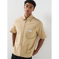 Hugo Ekyno Loose Fit Double Pocket Short Sleeve Shirt - Brown