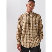 Hugo Checked Print Long Sleeve Shirt - Brown