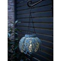Valuelights Artichoke Powder Blue Solar Hanging Outdoor Garden Lantern Light