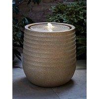 Valuelights Solar Power Natural Round Ribbed Outdoor Garden Water Fountain Feature