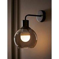 Valuelights Bellamy Pair Of Black Glass Globe Rechargeable Wall Lights