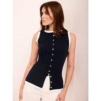 Mint Velvet Navy Double Layer Vest - Blue