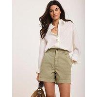 Mint Velvet Khaki Pleated Chino Short