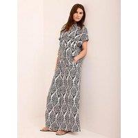 Mint Velvet Leaf Print Wide Trouser - Blue