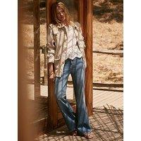 Mint Velvet Washed Neutral Lace Shacket - Cream