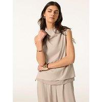 Mint Velvet Neutral Cowl Neck Top - Cream