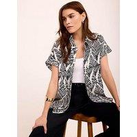 Mint Velvet Leaf Print Resort Shirt - Blue