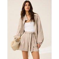 Mint Velvet Taupe Tencel Short