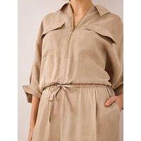 Mint Velvet Neutral Cupro Wide Leg Trouser - Cream