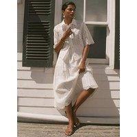 Mint Velvet Broderie Midi Skirt - White
