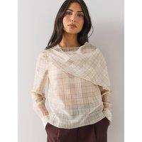 The Very Collection Drape Cape Detail Sheer Blouse - Cream