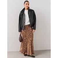 The Very Collection Bambi Print Satin Bias Maxi Skirt - Brown