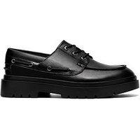 Clarks Youth Derry Boat Leather Shoe - Black