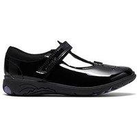 Clarks Junior Relda Magic T-Bar Patent Shoe - Black