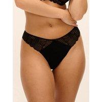 Freya Womens Lace Smooth Panel Thong - Black