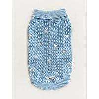 Cocopup Blue Heartstrings Cable Knit Dog Jumper - Extra Small
