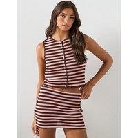 Mango Striped Co-Ord Knit Top - Pastel Pink