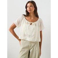 Mango Cotton Lace Blouse - Cream