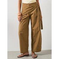 Mango Straight-Leg Trousers With Detachable Scarf - Khaki
