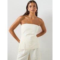 Mango Linen Co-Ord Strapless Top - White