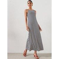 Mango Knitted Dress With Draped Straps - Blue