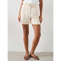 Mango Straight-Fit High-Waist Bermuda Shorts - Ecru
