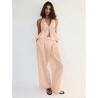 Mango Striped Lyocell Trousers Co Ord- Orange