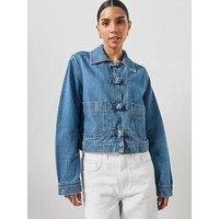 Mango Denim Jacket With Toggle Details - Medium Blue