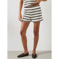 Mango Striped Crochet Co-Ord Shorts - White
