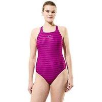 Speedo Womens Endurance Print Medalist Swimsuit - Purple