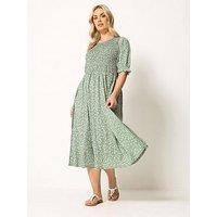 Yours Curve Shirred Puff Sleeve Dress