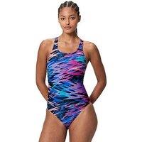 Speedo Women'S Hyperboom Printed Medalist Swimsuit - Blue/Pink