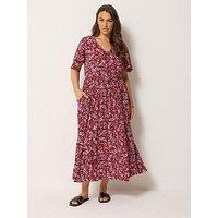 Yours Curve Smock Crinkle Maxi Dress - Pink