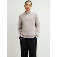 River Island Slim Fit Half Zip Jumper - Natural