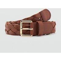 Mango Braided Leather Belt - Brown