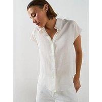 Mango Short-Sleeved Lyocell Shirt - White
