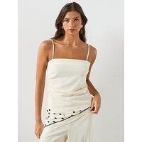 Mango Draped Strap Co-Ord Top - Cream
