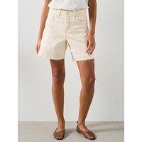 Mango Straight Low-Rise Denim Bermuda Shorts - Cream